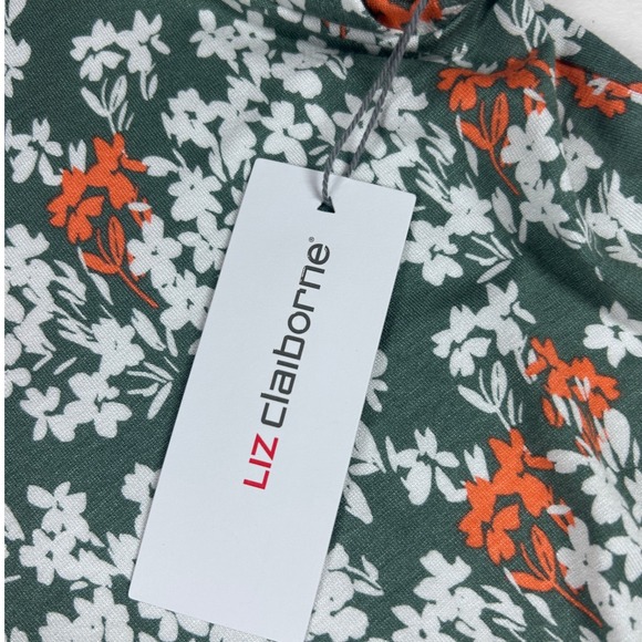 Liz Claiborne Floral Flutter Sleeve V-Neck Top - Women's‎ Size Large NEW - Picture 6 of 10